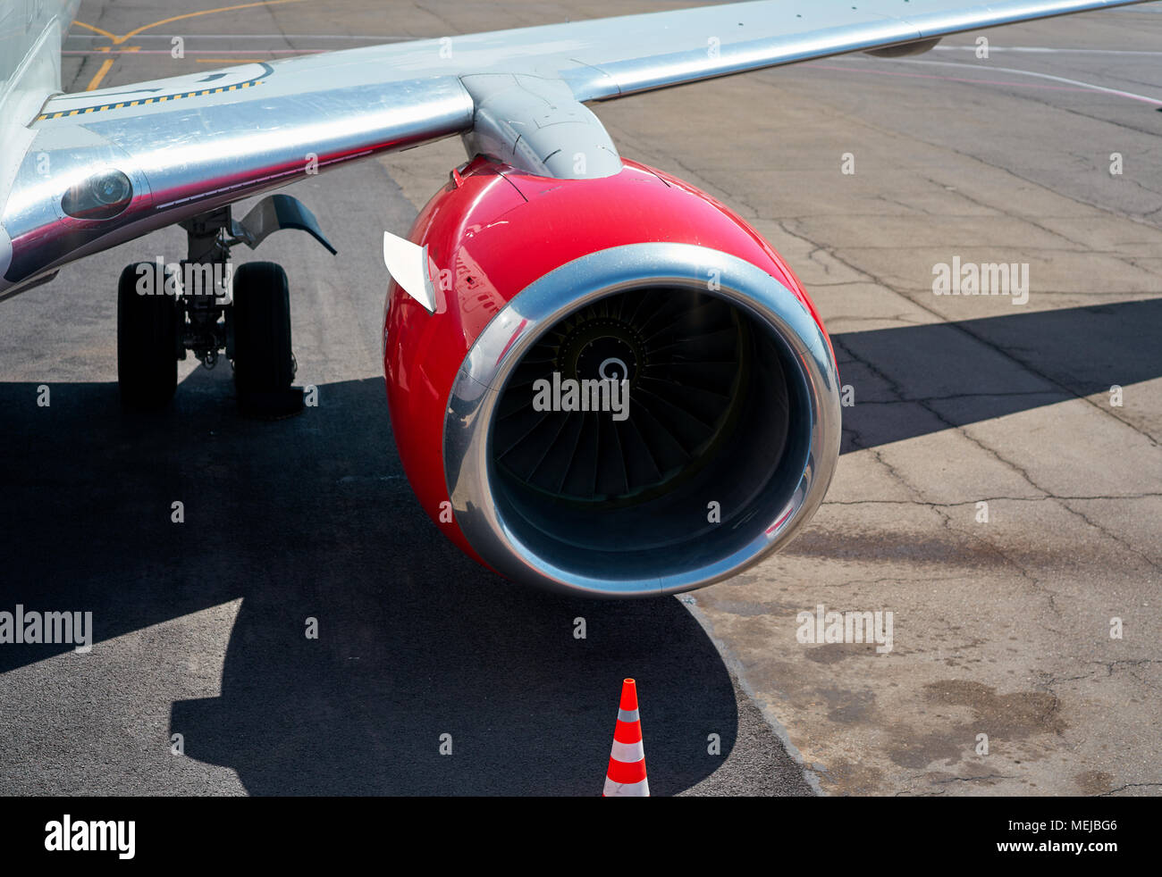 engine aircraft standing at the airport Stock Photo