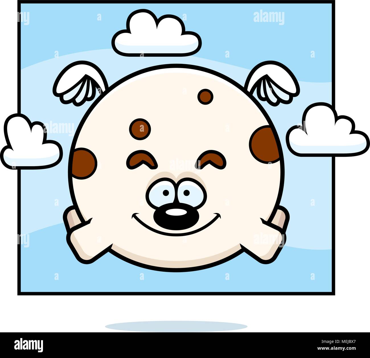 A cartoon illustration of a dog flying in the sky Stock Vector Image