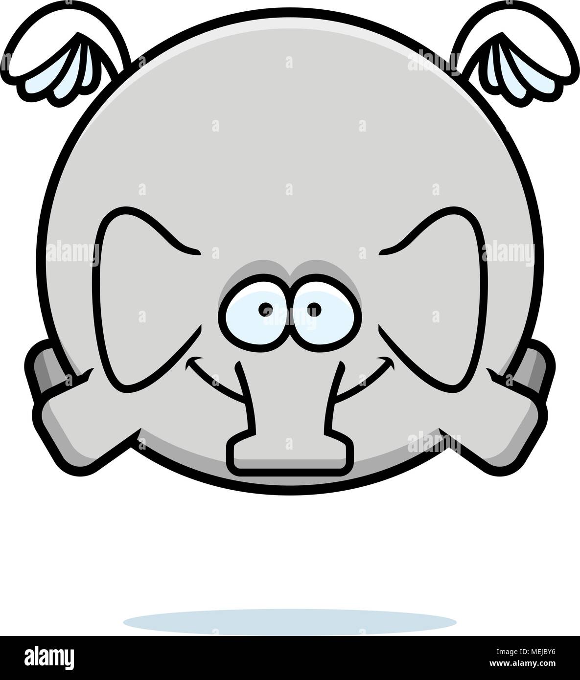 A cartoon illustration of an elephant flying. Stock Vector