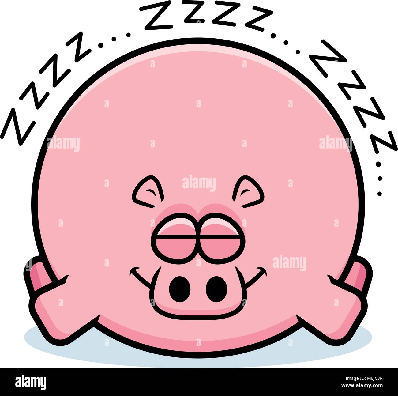 A cartoon illustration of a hippo sleeping. Stock Vector