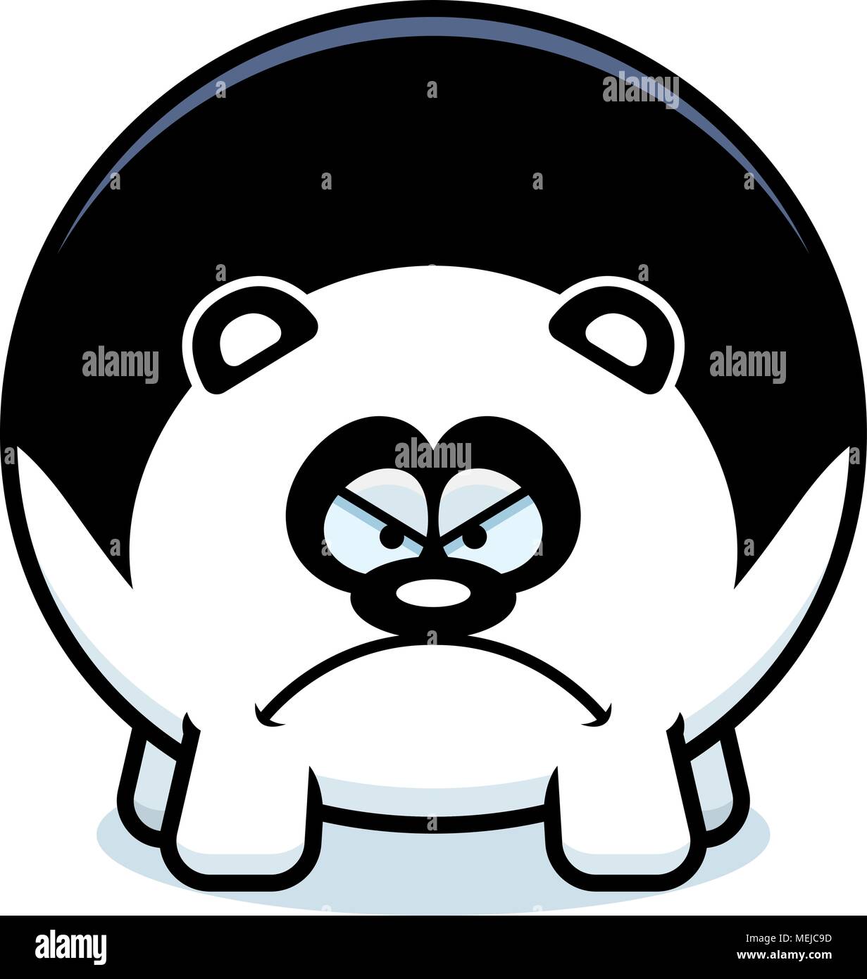 A cartoon illustration of a panda looking angry. Stock Vector