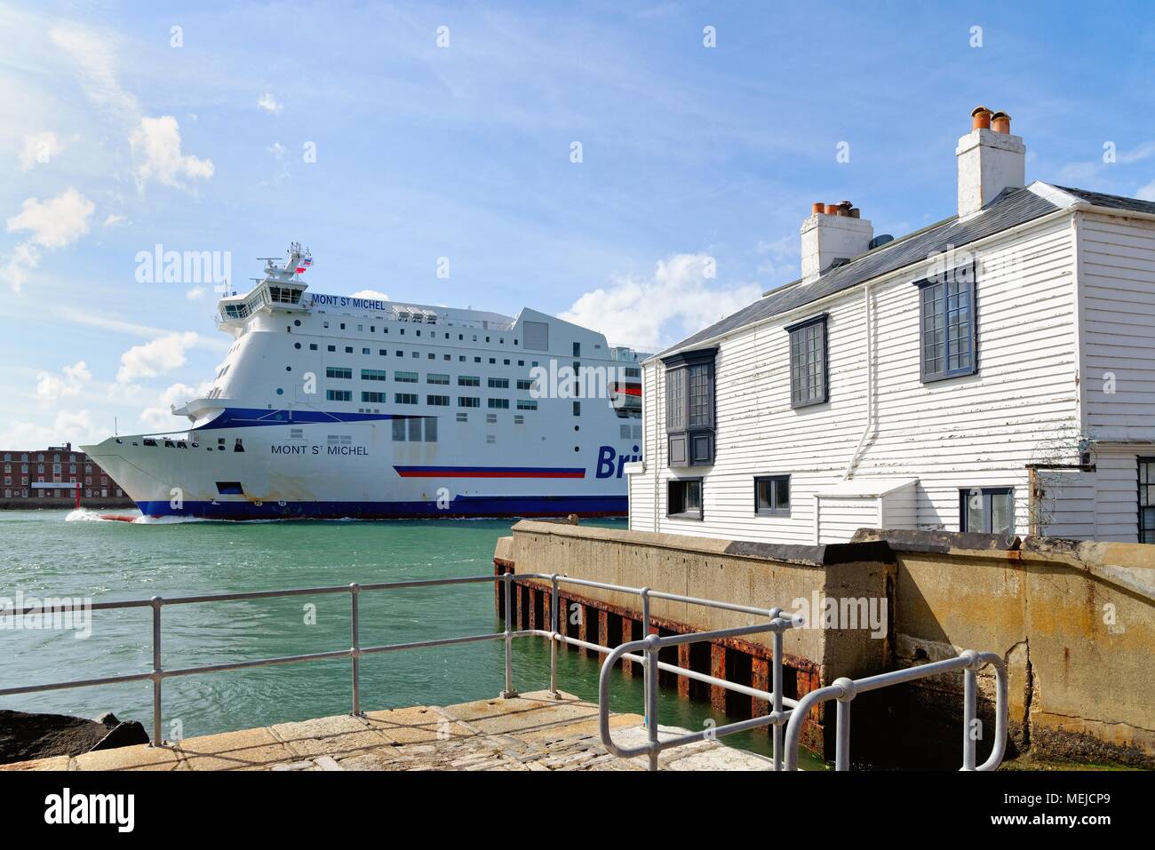 The Brittany ferry 'Mont St. Michel' sailing from Portsmouth harbour