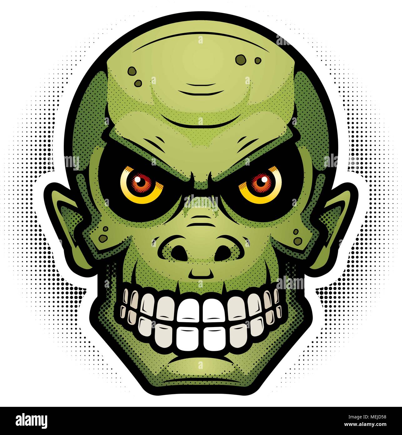 Cartoon terrible menacing goblin shows a hand Vector Image