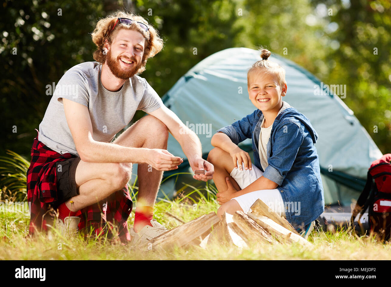 Trippers in the forest Stock Photo Alamy