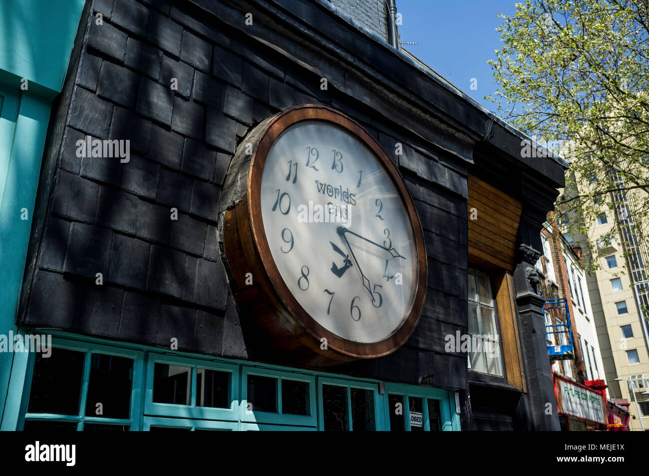 Clock at World's End, London Stock Photo