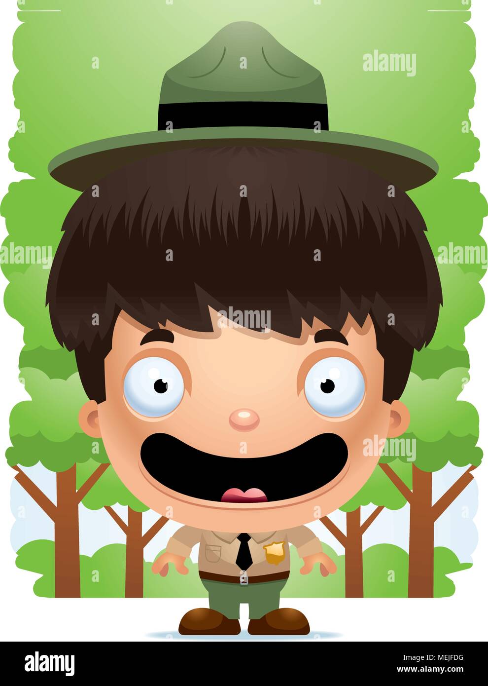 A happy cartoon boy in a park ranger costume Stock Vector Image & Art ...