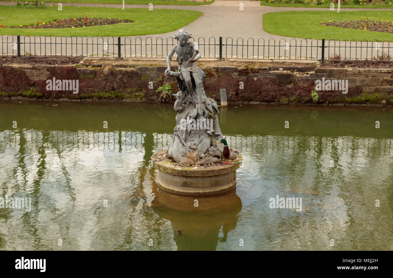 View of water features, Canal Gardens, Roundhay Park Stock Photo