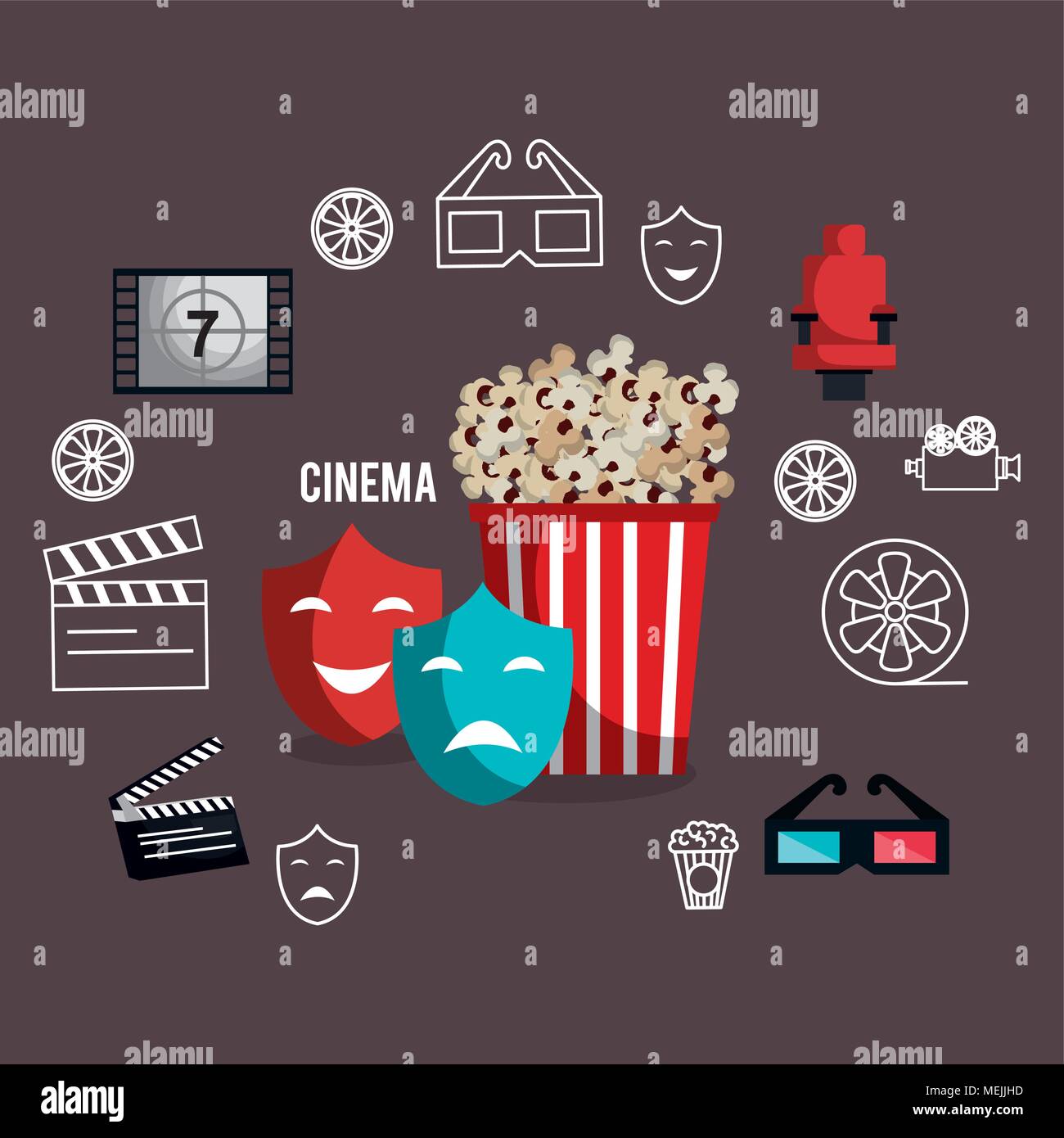 cinema entertainment set icons Stock Vector Image & Art - Alamy