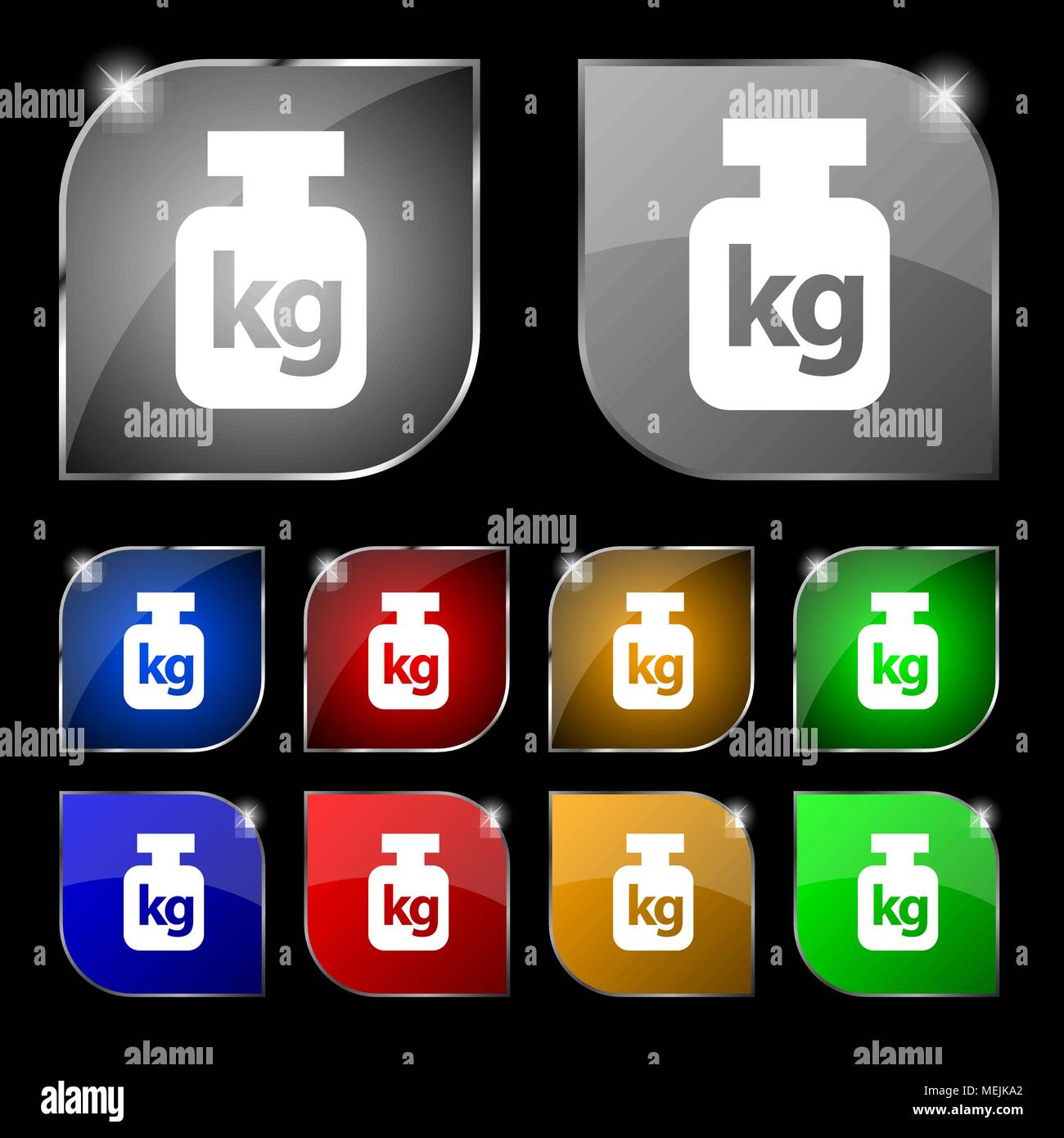 Weight icon sign. Set of ten colorful buttons with glare. Vector ...