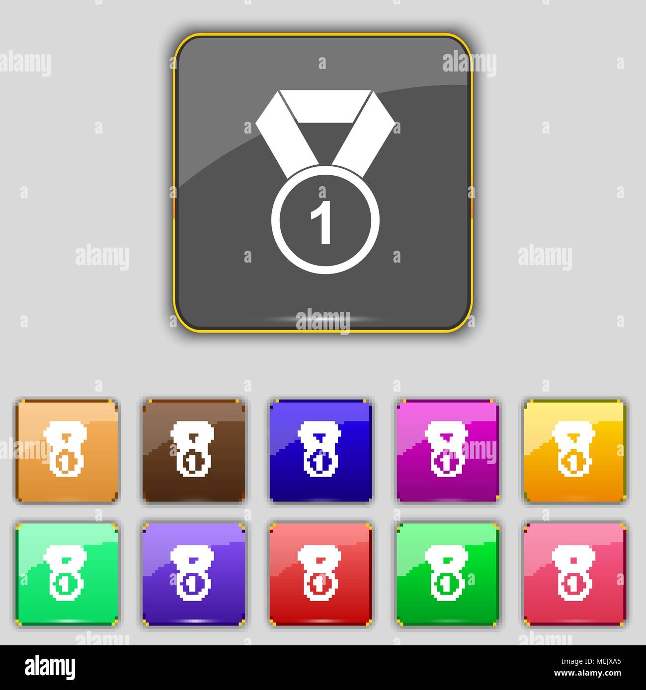 award medal icon sign. Set with eleven colored buttons for your site ...