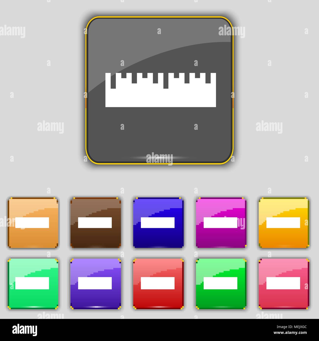ruler icon sign. Set with eleven colored buttons for your site. Vector ...