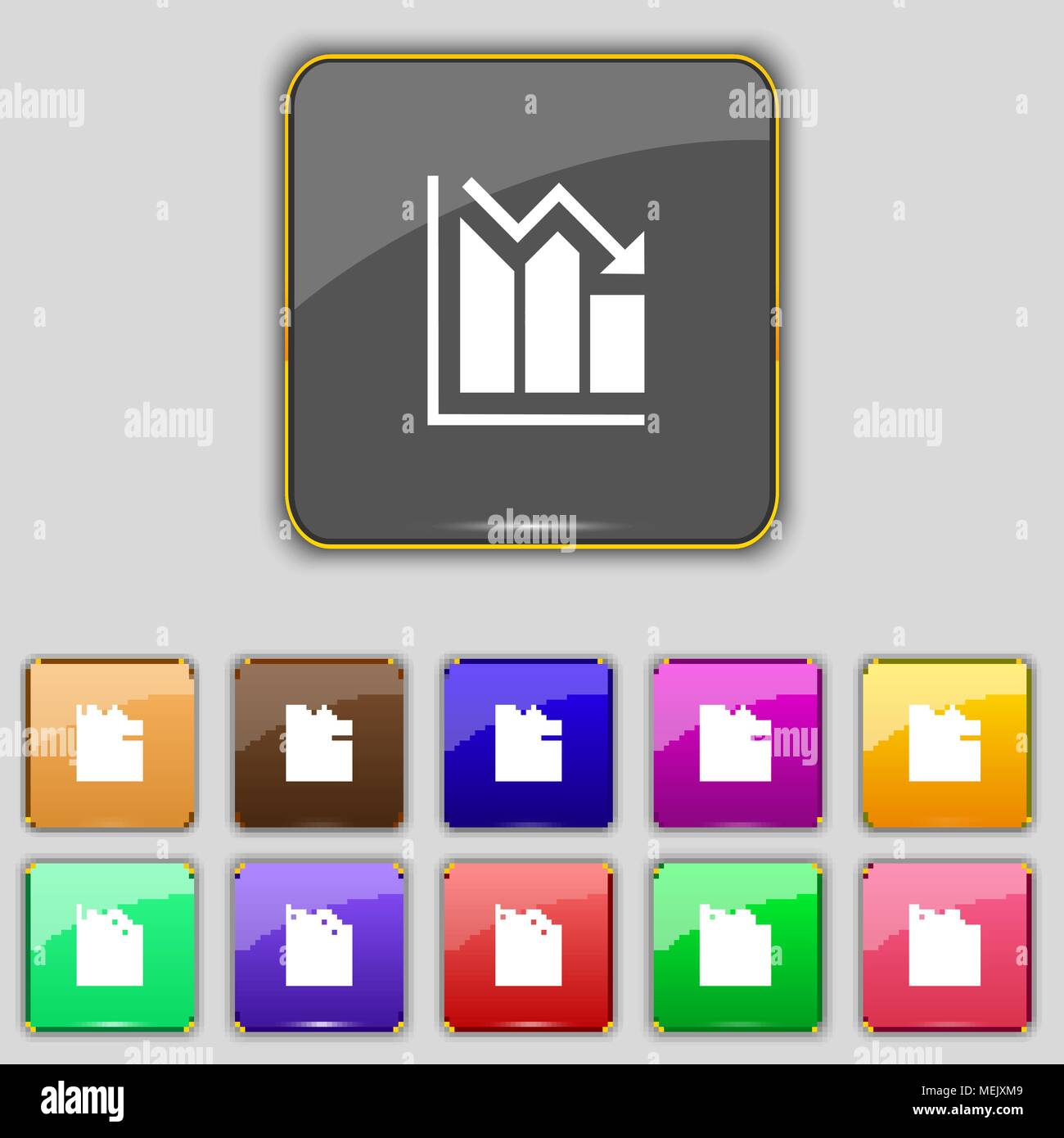 histogram icon sign. Set with eleven colored buttons for your site ...