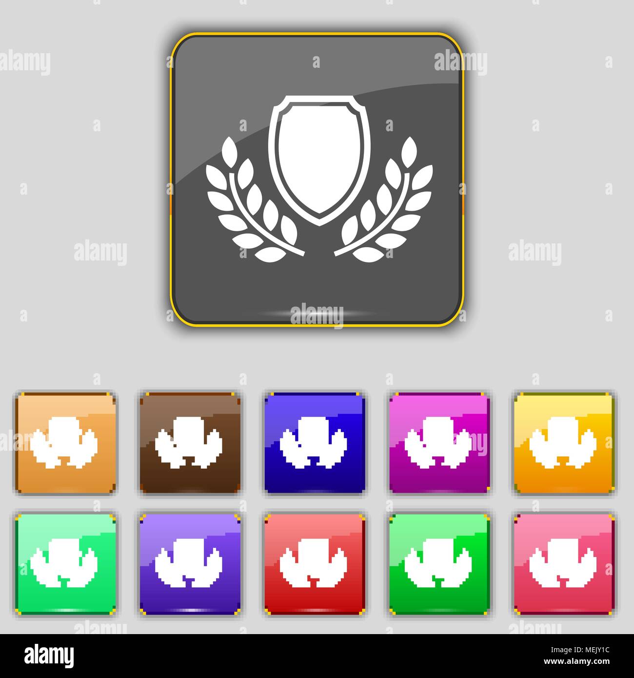 Blank award medal icon sign. Set with eleven colored buttons for your ...