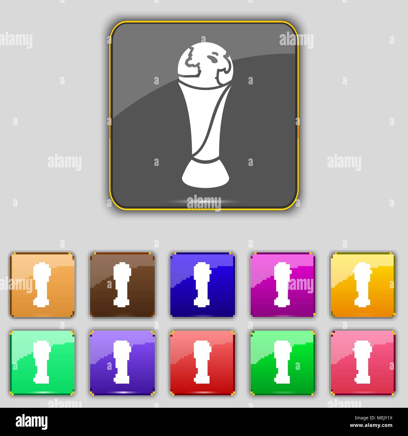 World cup icon sign. Set with eleven colored buttons for your site ...