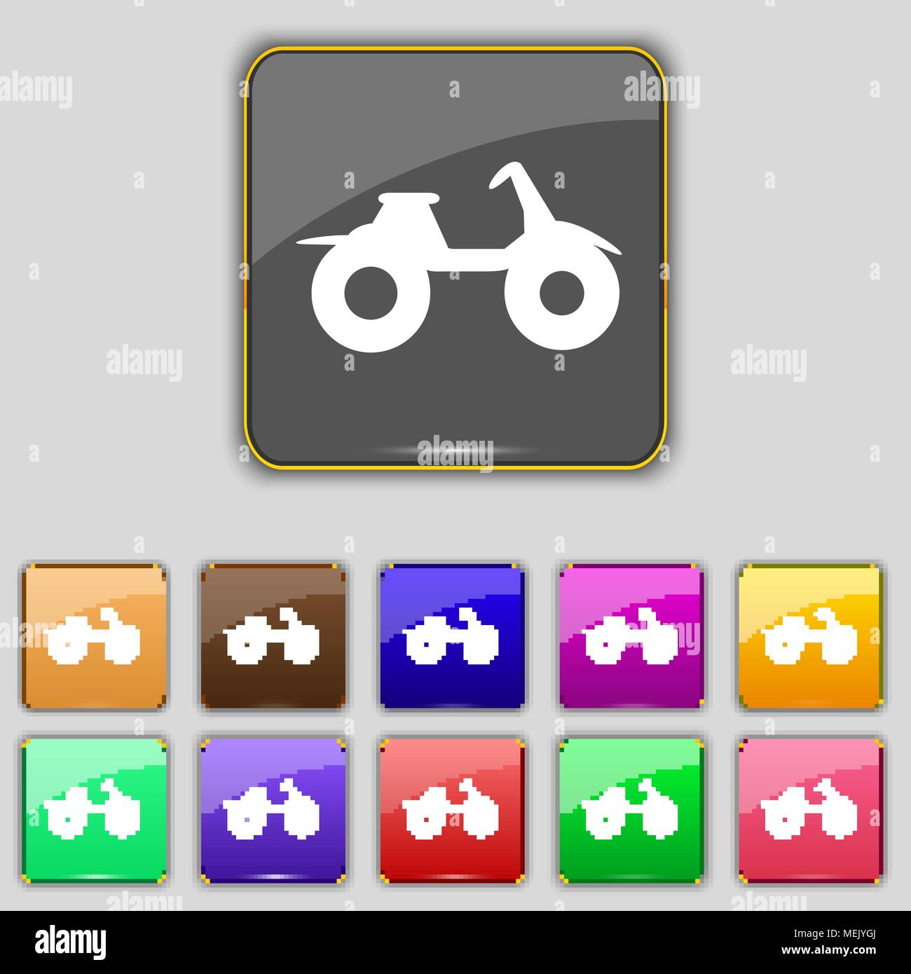 ATV icon sign. Set with eleven colored buttons for your site. Vector ...