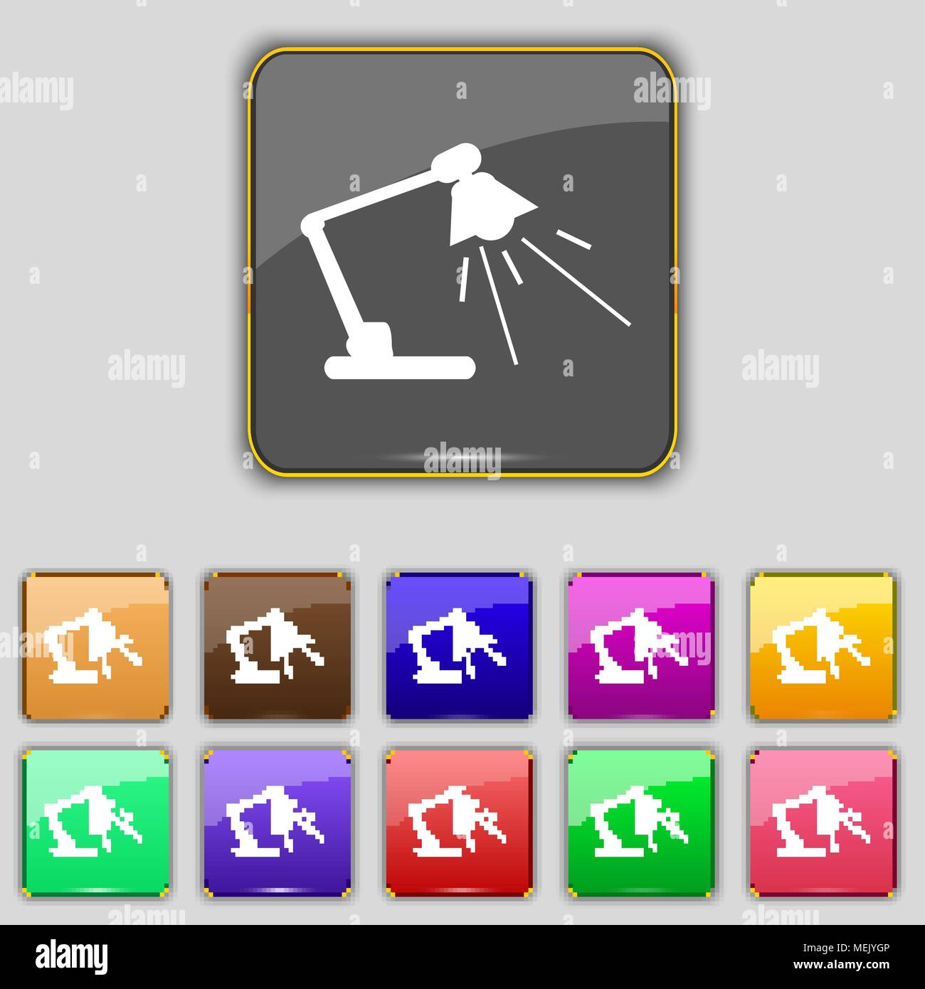 Reading-lamp icon sign. Set with eleven colored buttons for your site ...