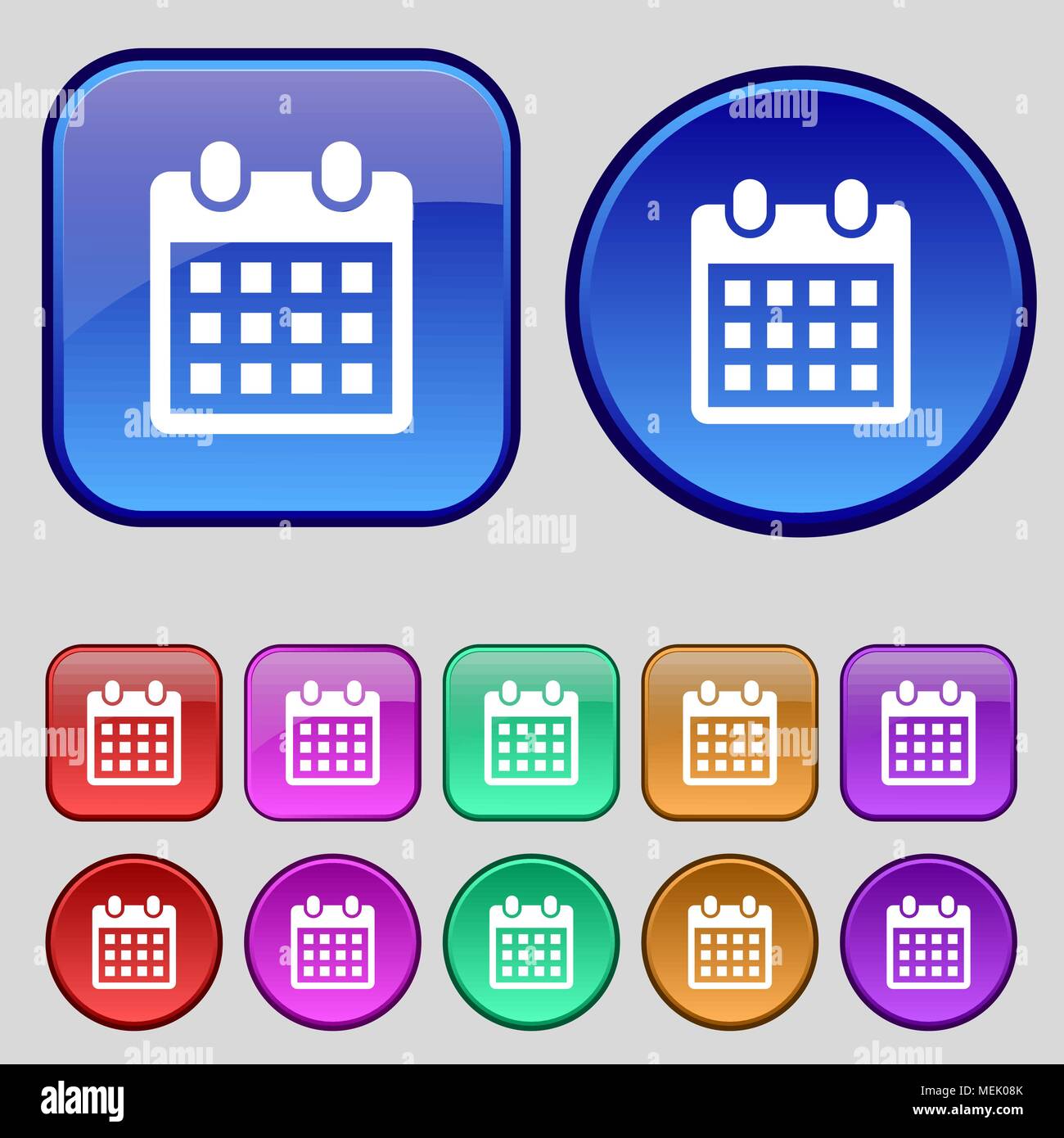 calendar page icon sign. A set of twelve vintage buttons for your ...