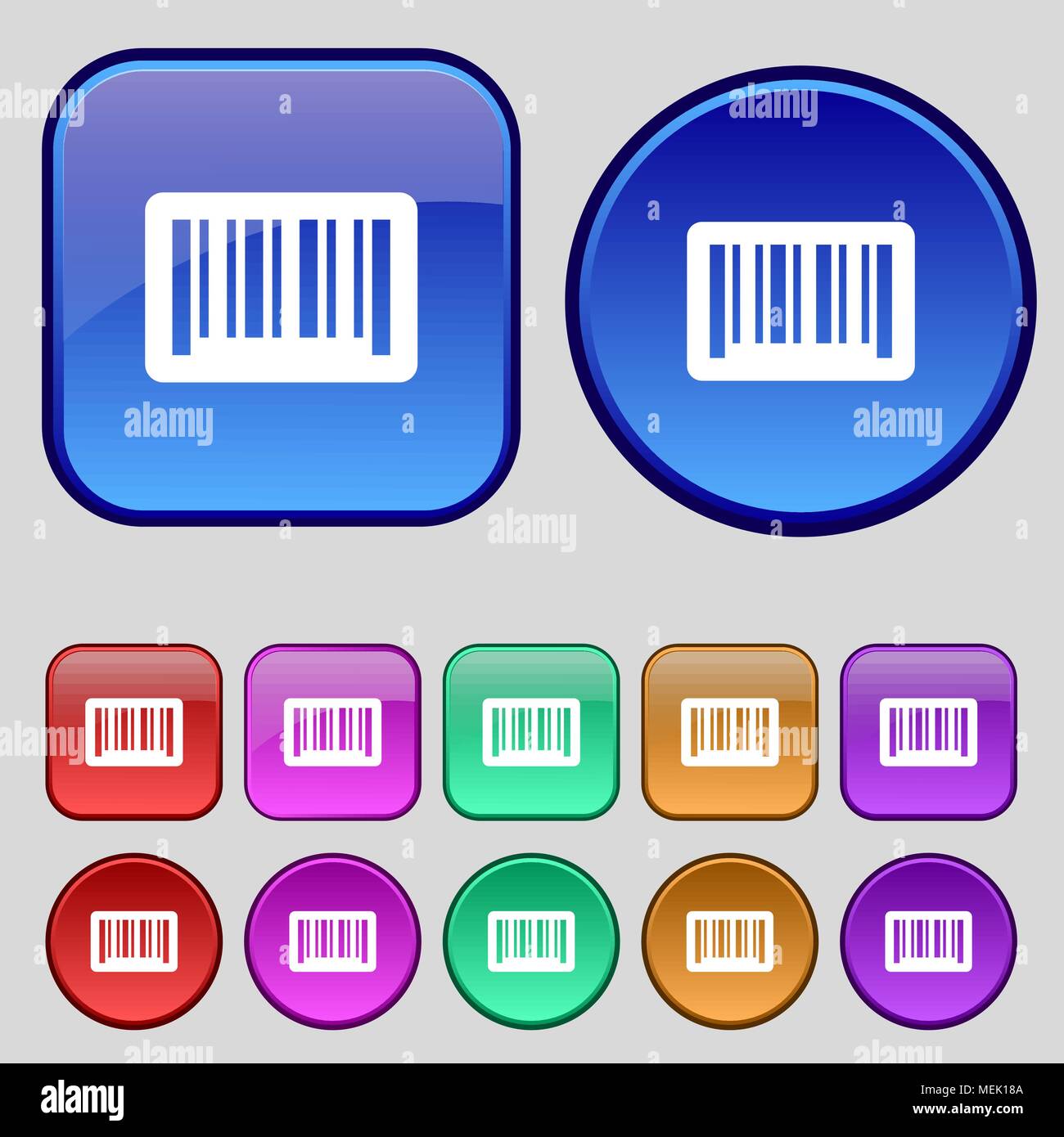 barcode icon sign. A set of twelve vintage buttons for your design ...