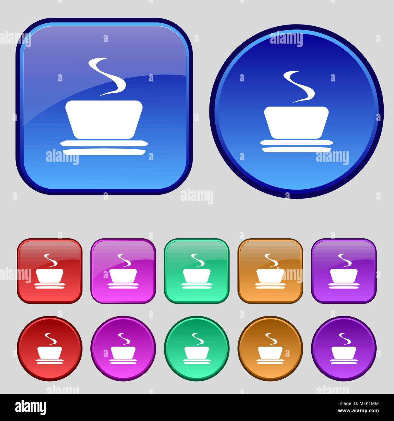 coffee, tea icon sign. A set of twelve vintage buttons for your design ...