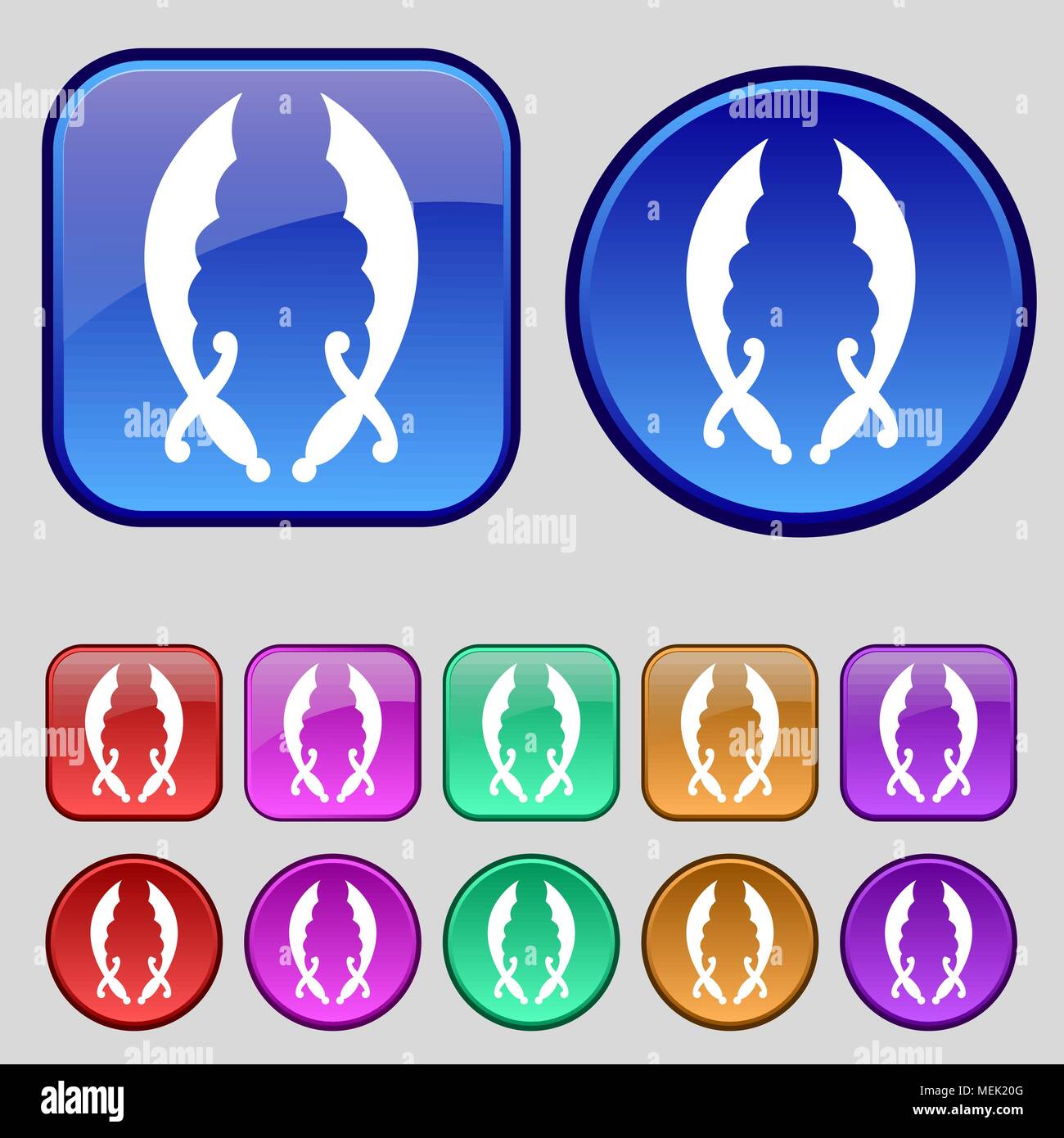Saber icon sign. A set of twelve vintage buttons for your design ...