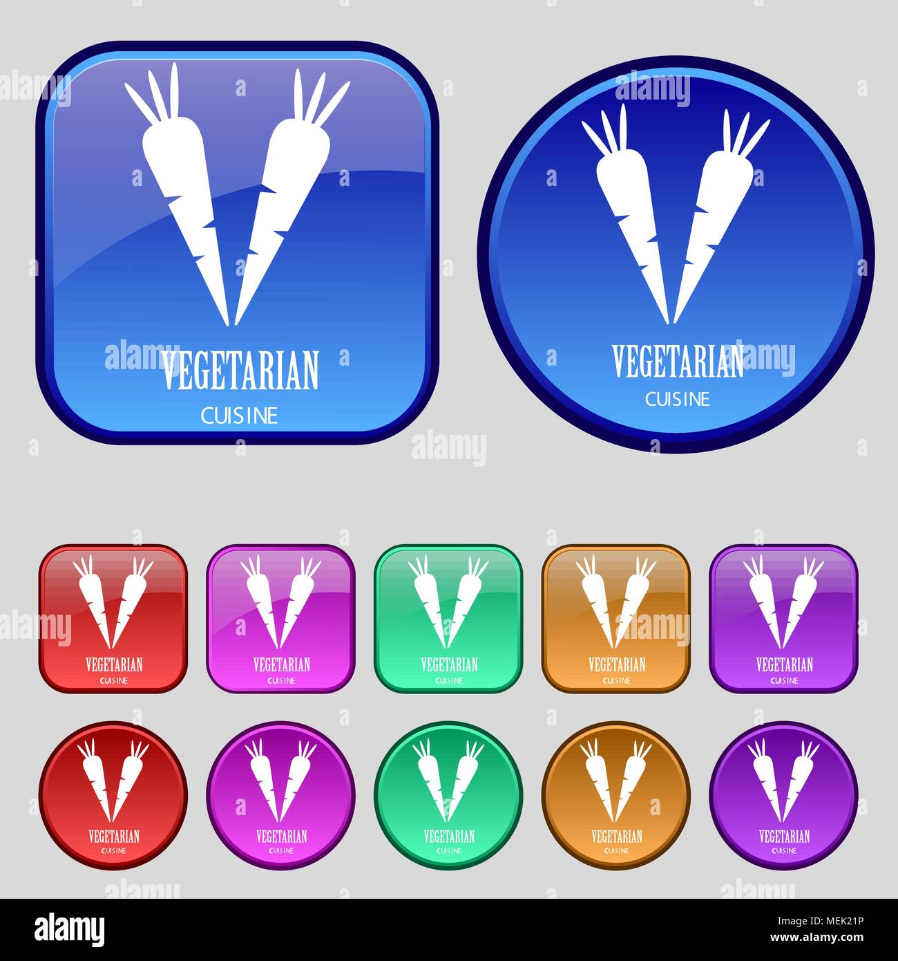 vegetarian cuisine icon sign. A set of twelve vintage buttons for your ...