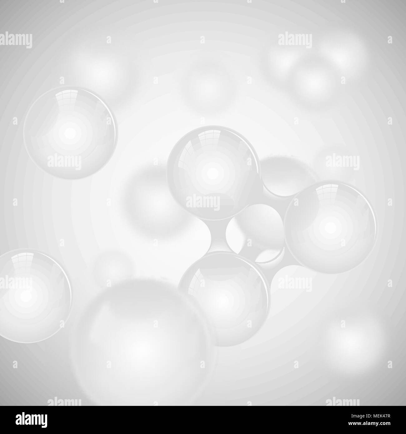 Vector abstract light grey glossy molecule design. White toms illustration. Medical background for science banner or flyer. Molecular structure Stock Vector