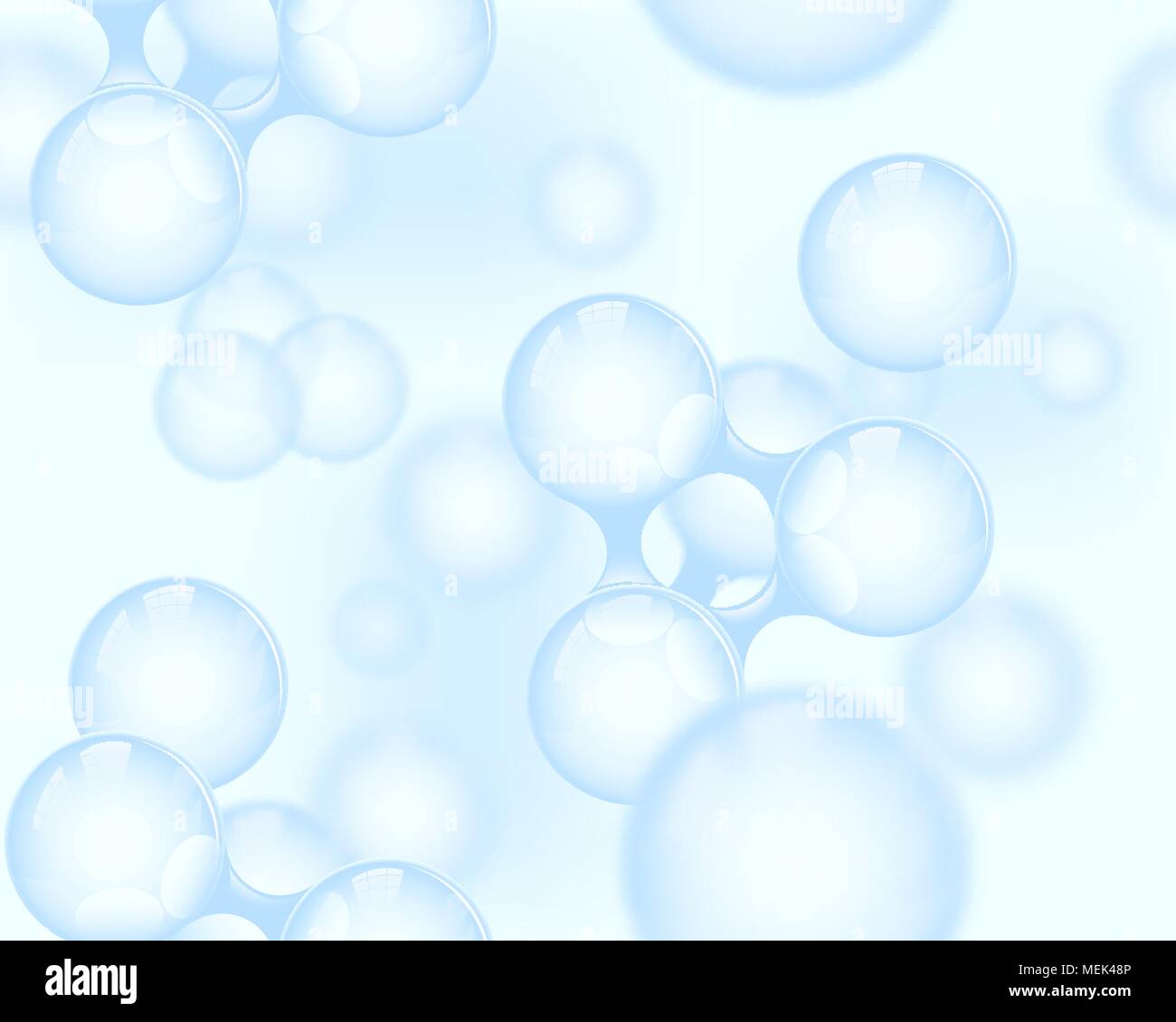 Vector abstract light blue glossy molecule seamless background. Atoms illustration. Medical texture science banner or flyer. Molecular structure Stock Vector