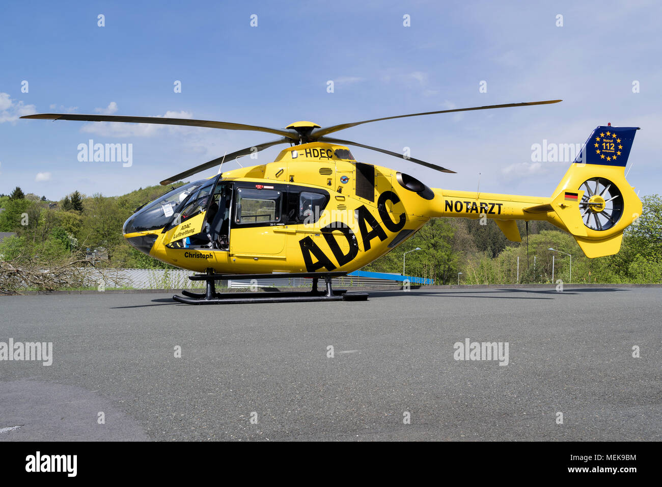 ADAC Luftrettung rescue helicopter D-HDEC of type Eurocopter EC-135 P2. Stock Photo