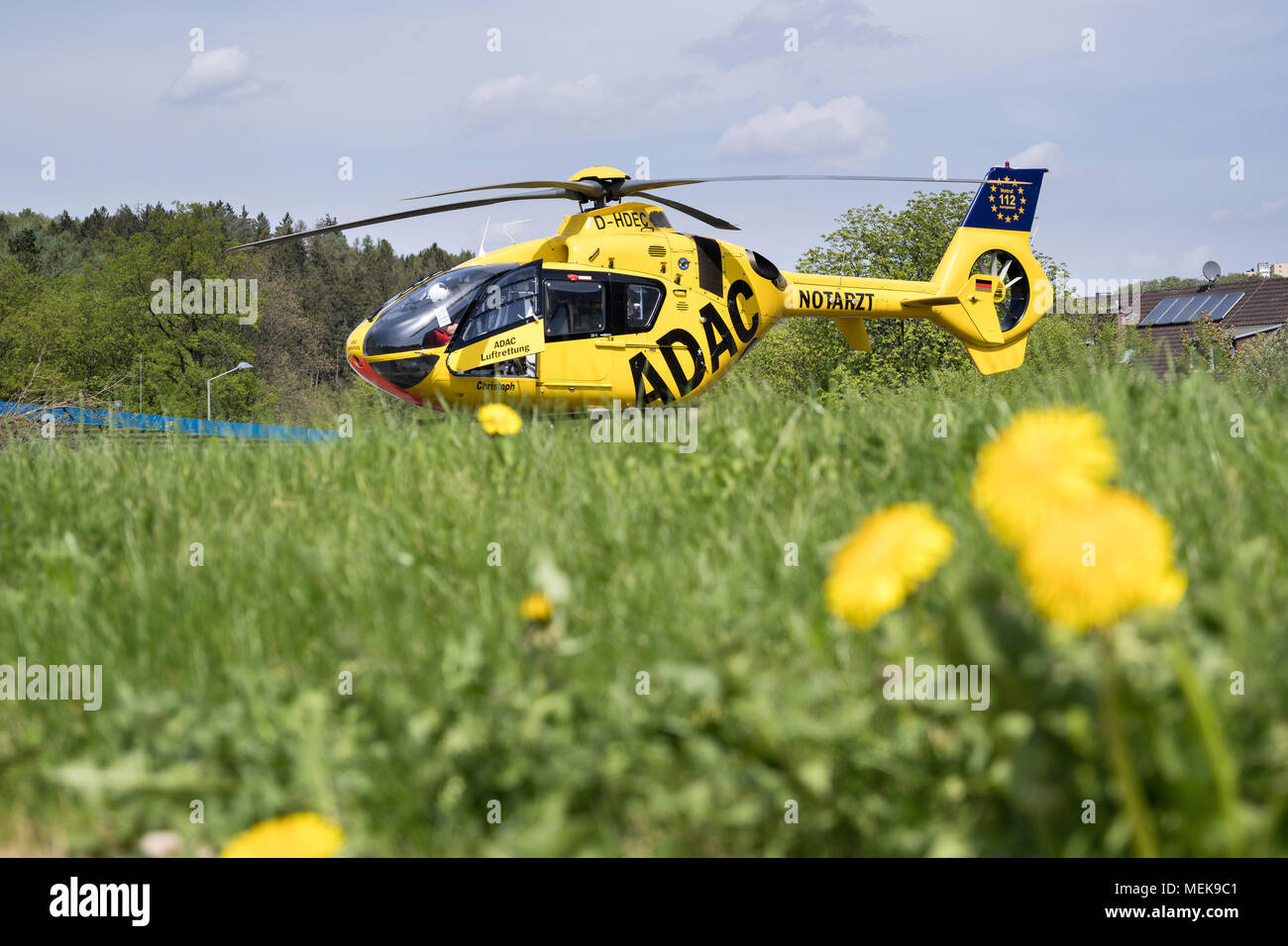 ADAC Luftrettung rescue helicopter D-HDEC of type Eurocopter EC-135 P2. Stock Photo