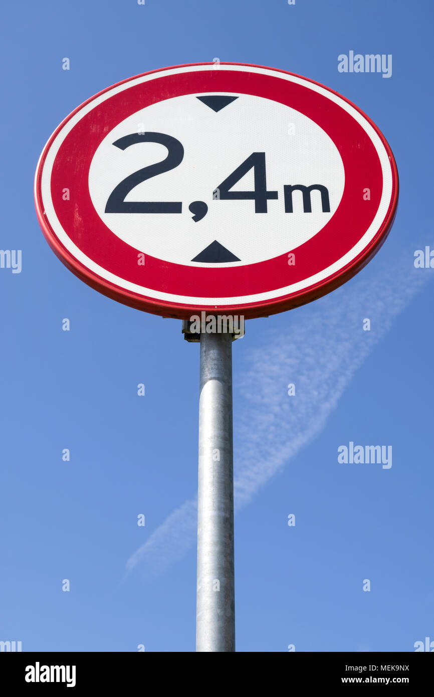 Dutch road sign: no access for vehicles with a height greater than 2,4 m Stock Photo
