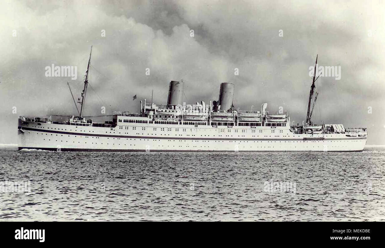 Windrush ship, HMT Empire Windrush, originally MV Monte Rosa, passenger liner and cruise ship Stock Photo