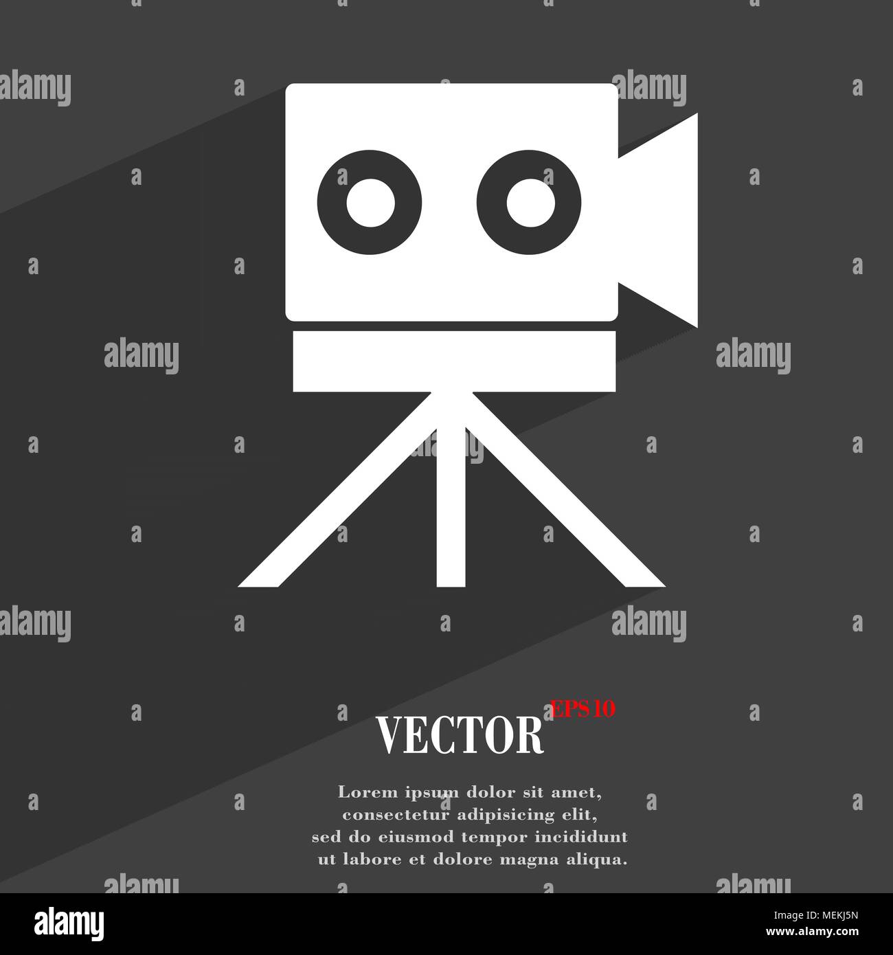 Video camera icon symbol Flat modern web design with long shadow and ...