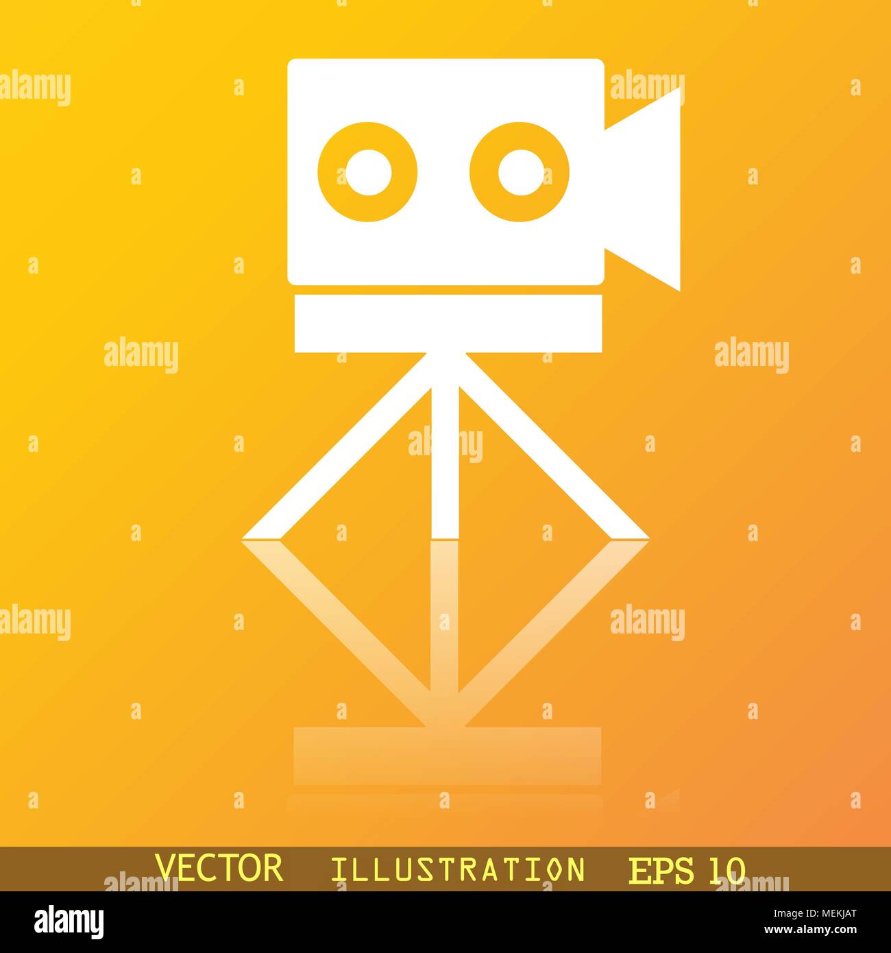 Video camera icon symbol Flat modern web design with reflection and ...