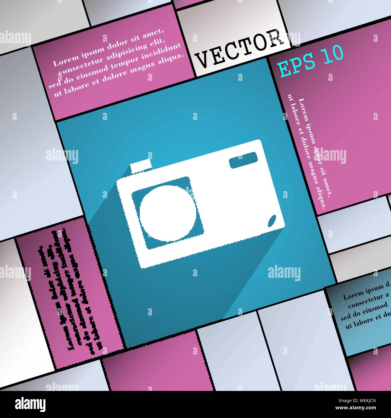 Photo camera icon symbol Flat modern web design with long shadow and ...