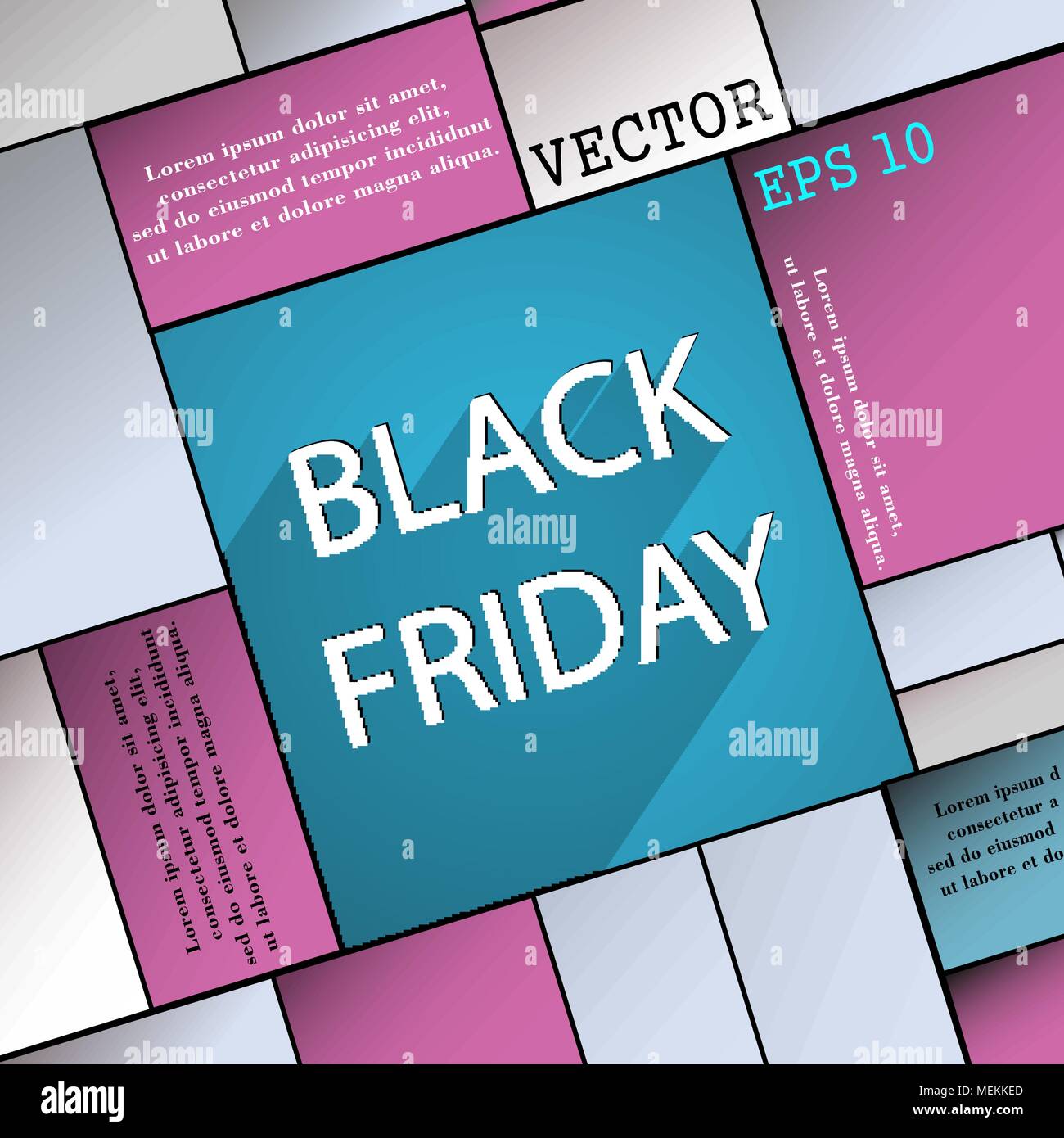 Black friday icon symbol Flat modern web design with long shadow and space for your text. Vector illustration Stock Vector