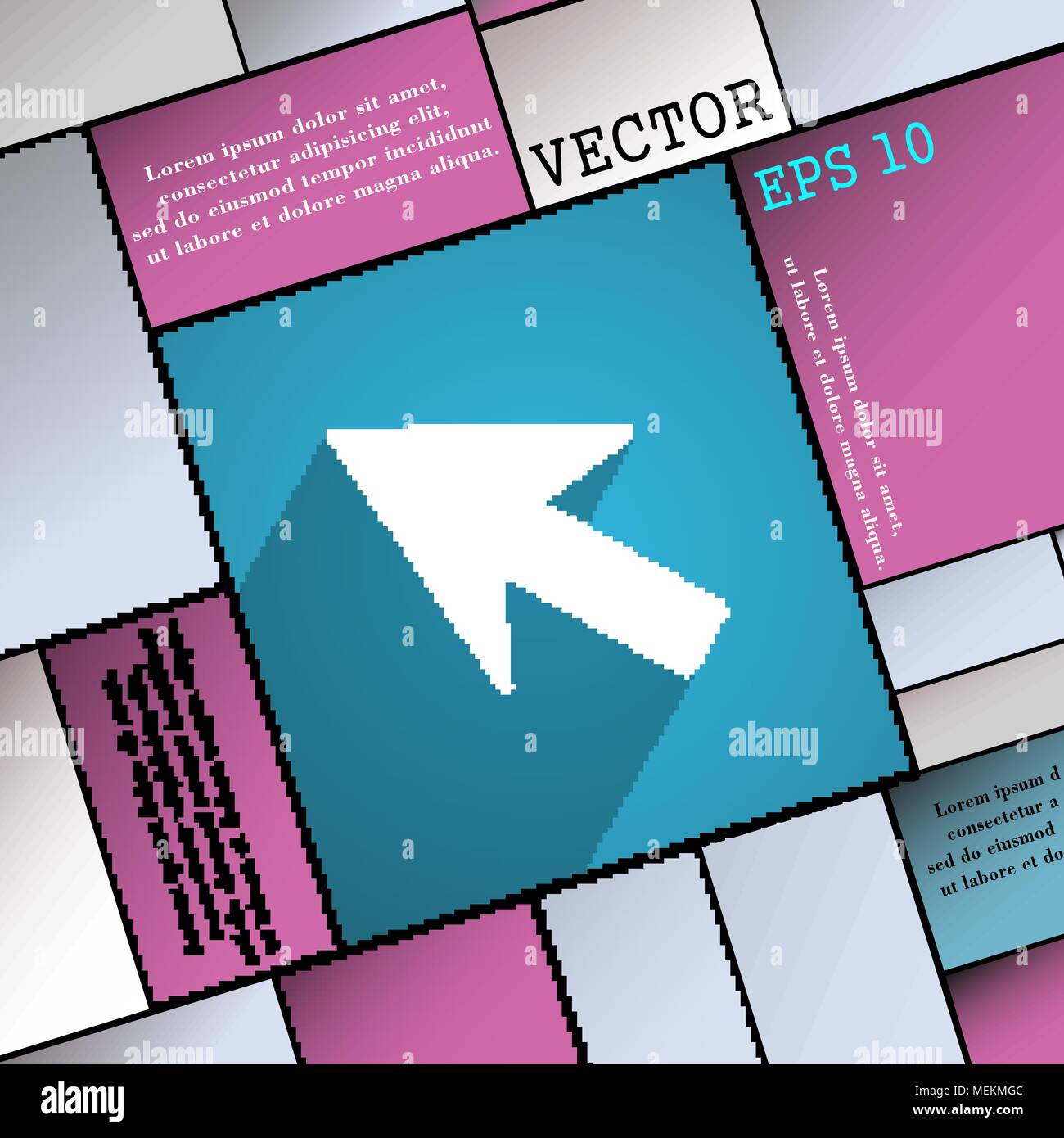 Cursor, arrow icon symbol Flat modern web design with long shadow and ...