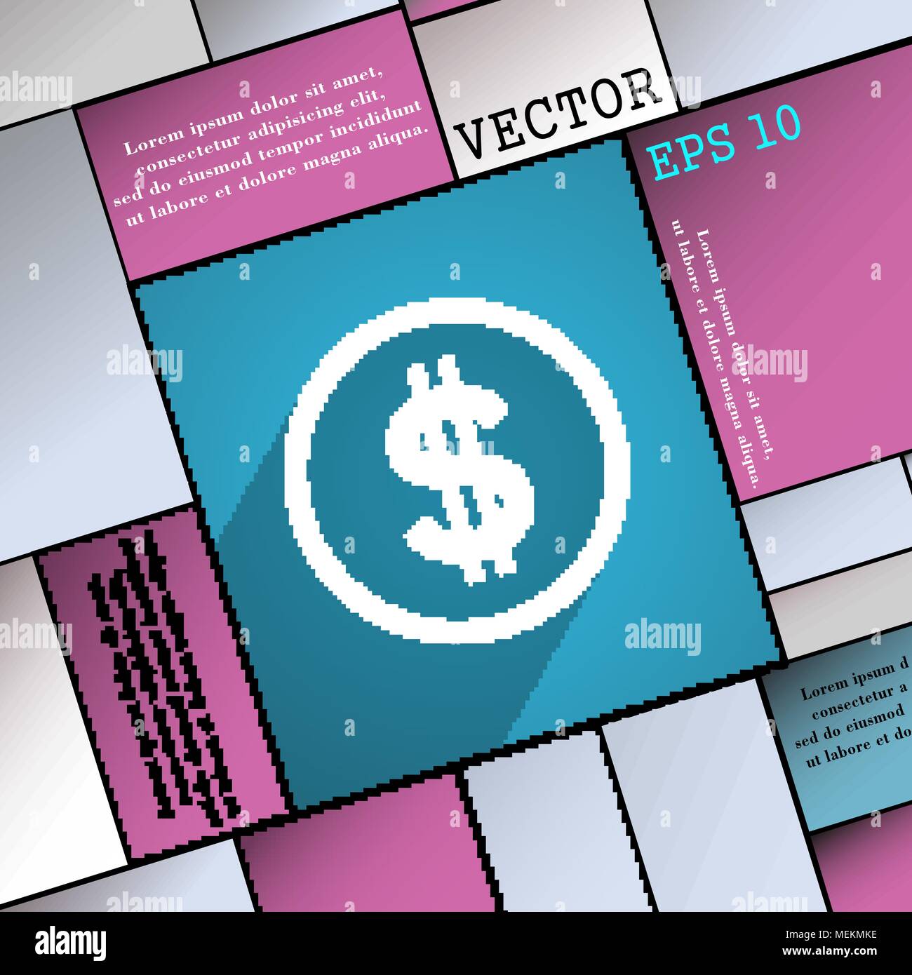 Dollar icon symbol Flat modern web design with long shadow and space ...