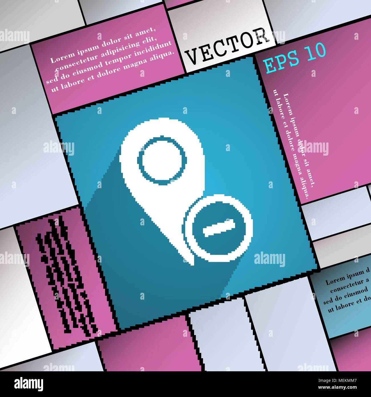 Map pointer icon symbol Flat modern web design with long shadow and ...