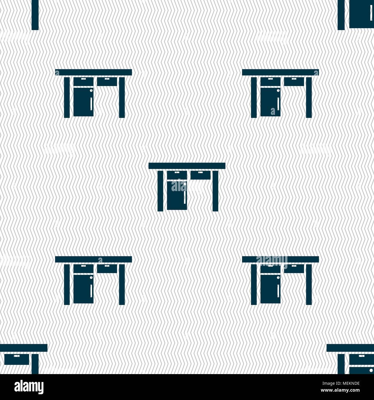 Table icon sign. Seamless abstract background with geometric shapes ...