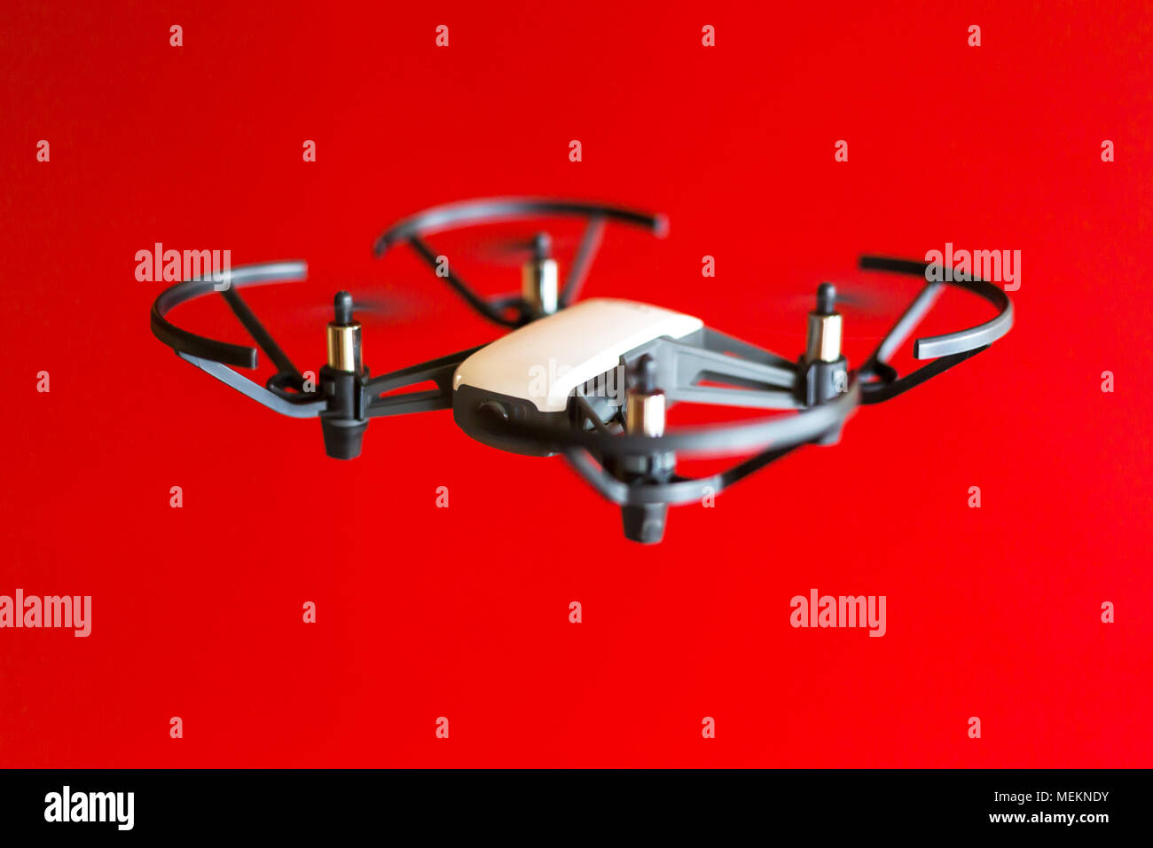 Flying drone indoor Stock Photo