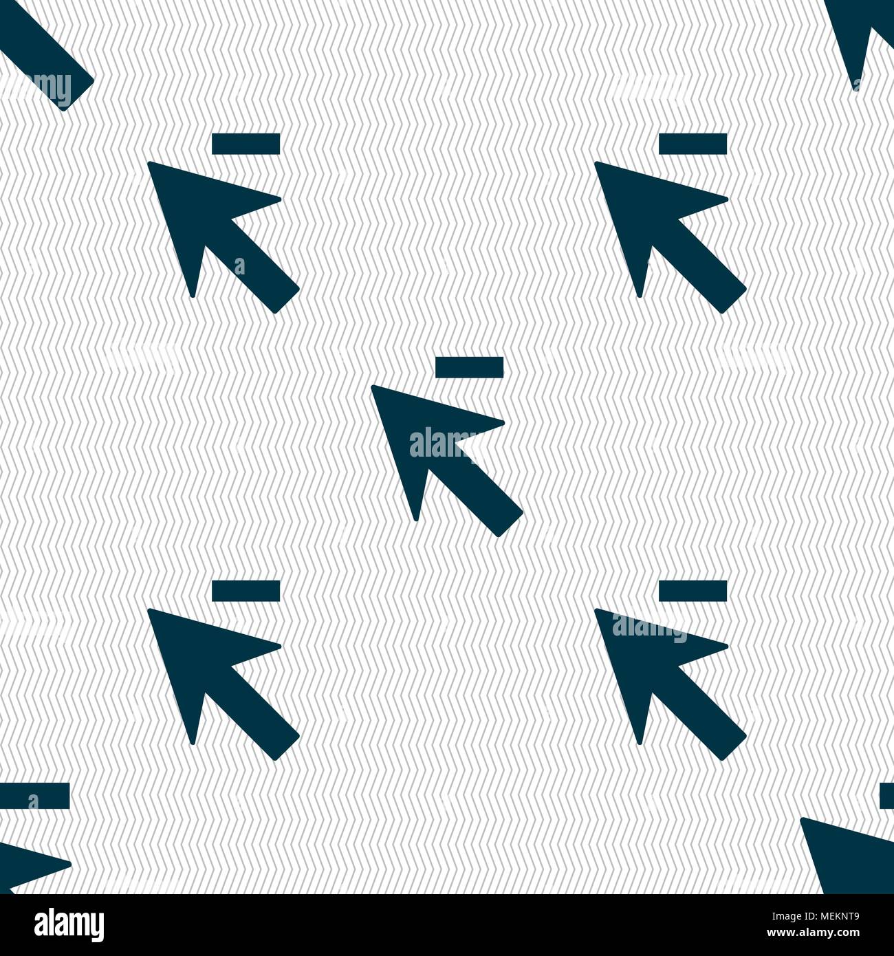 Cursor, arrow minus icon sign. Seamless abstract background with ...