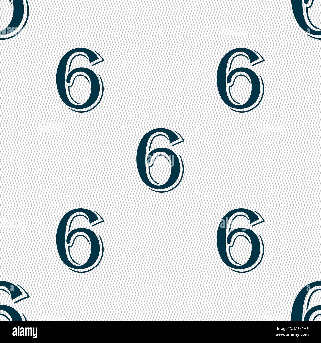 number six icon sign. Seamless abstract background with geometric ...