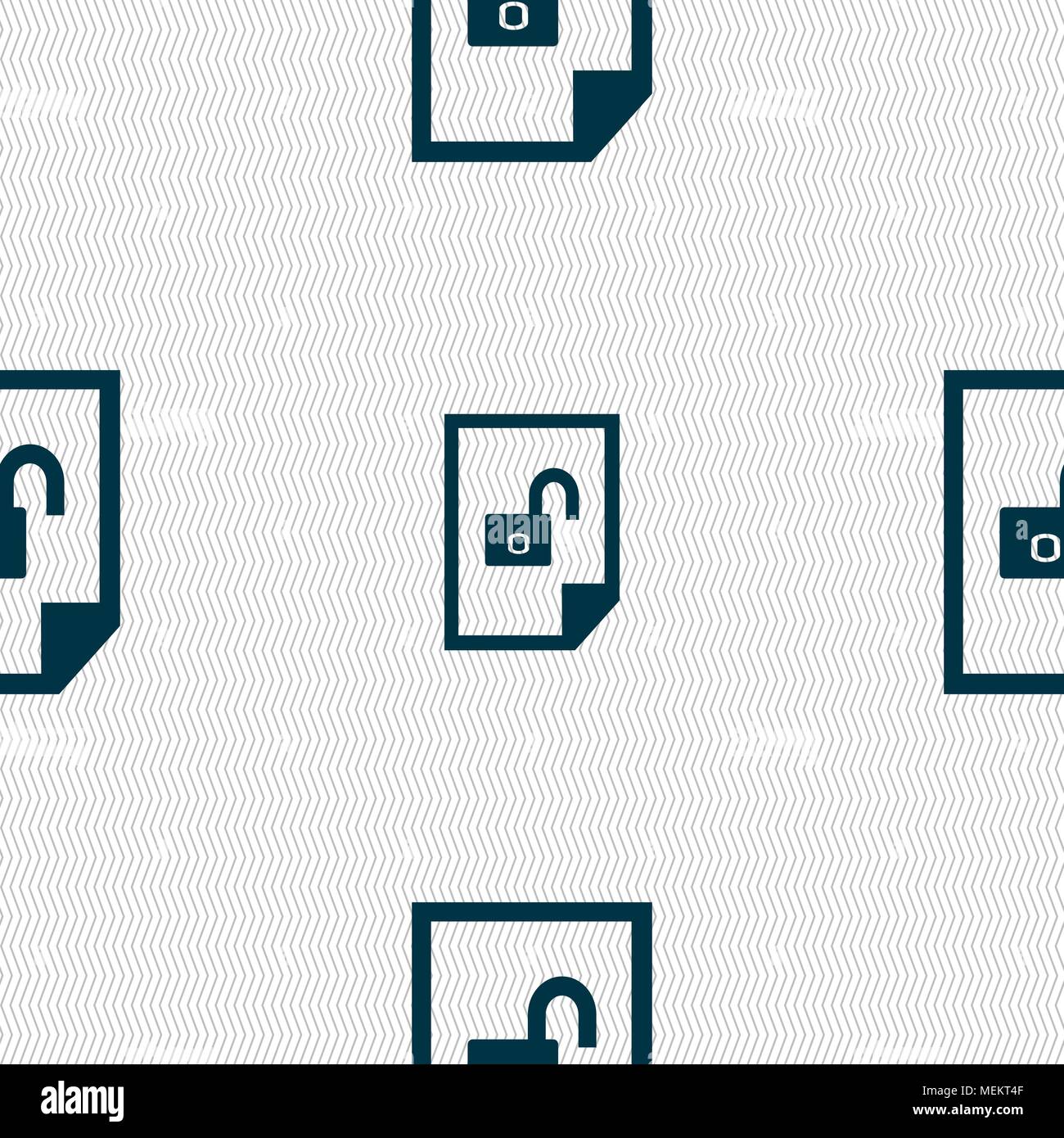 File unlocked icon sign. Seamless abstract background with geometric ...