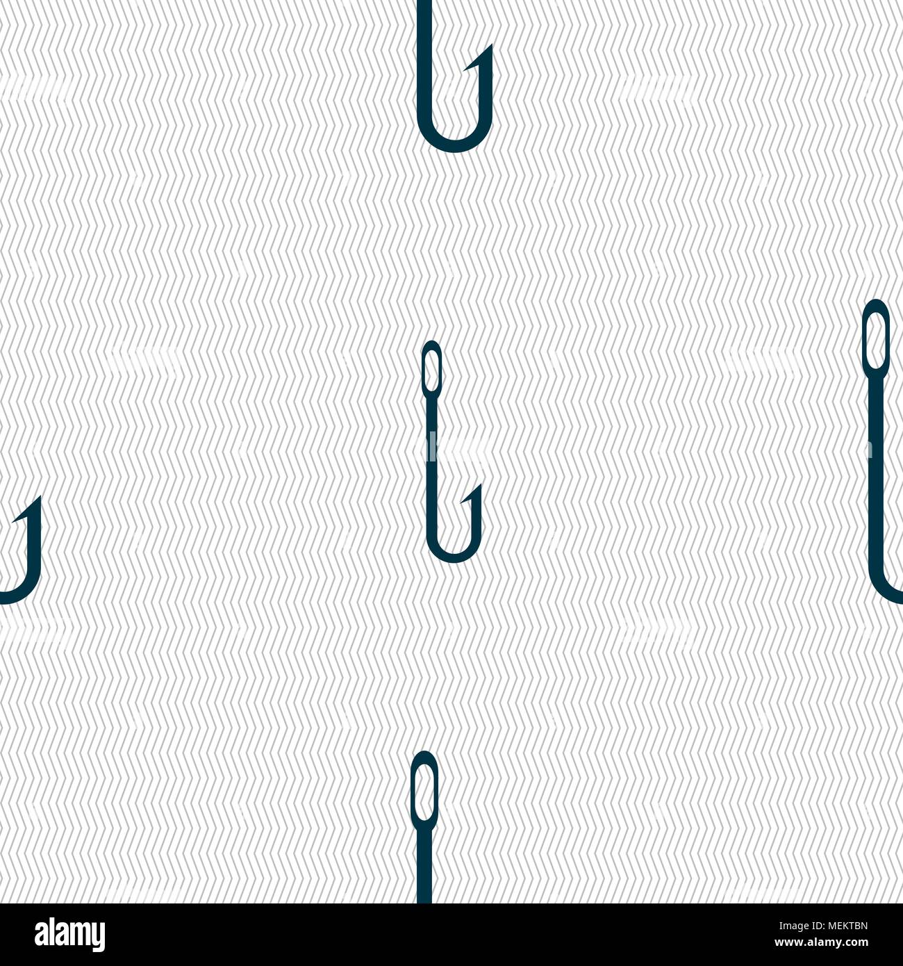 Fishing hook icon sign. Seamless abstract background with geometric ...