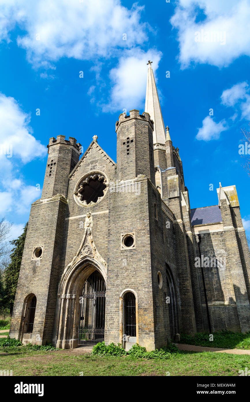 The gothic style chapel at Abney Park cemetery, one of the Magnificent