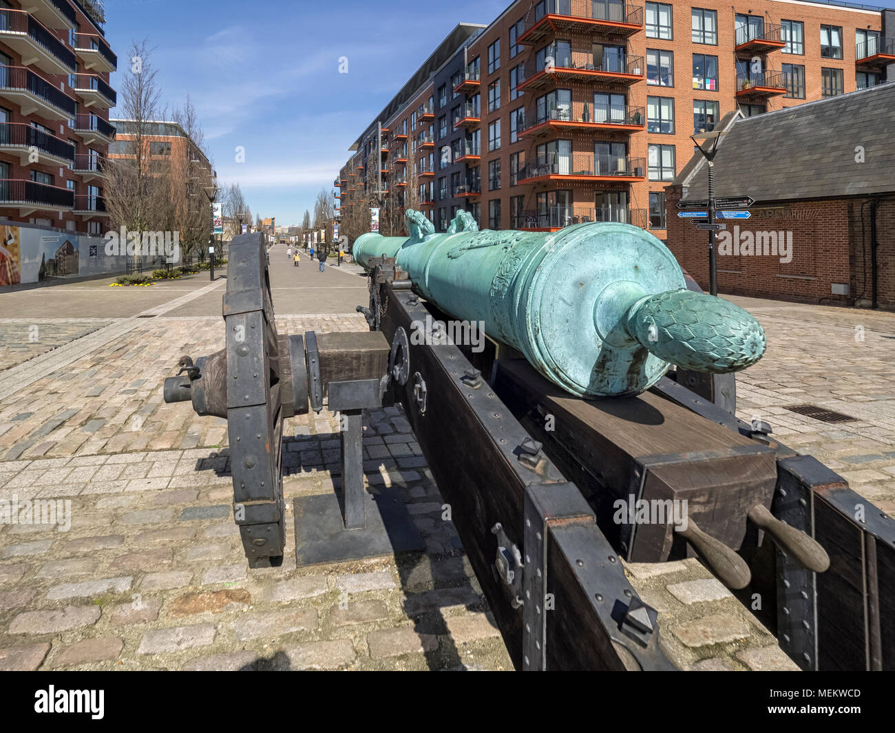 LONDON, UK - APRIL 05, 2018:   View of Cannon and No1 Street in Royal Arsenal at Woolwich Stock Photo