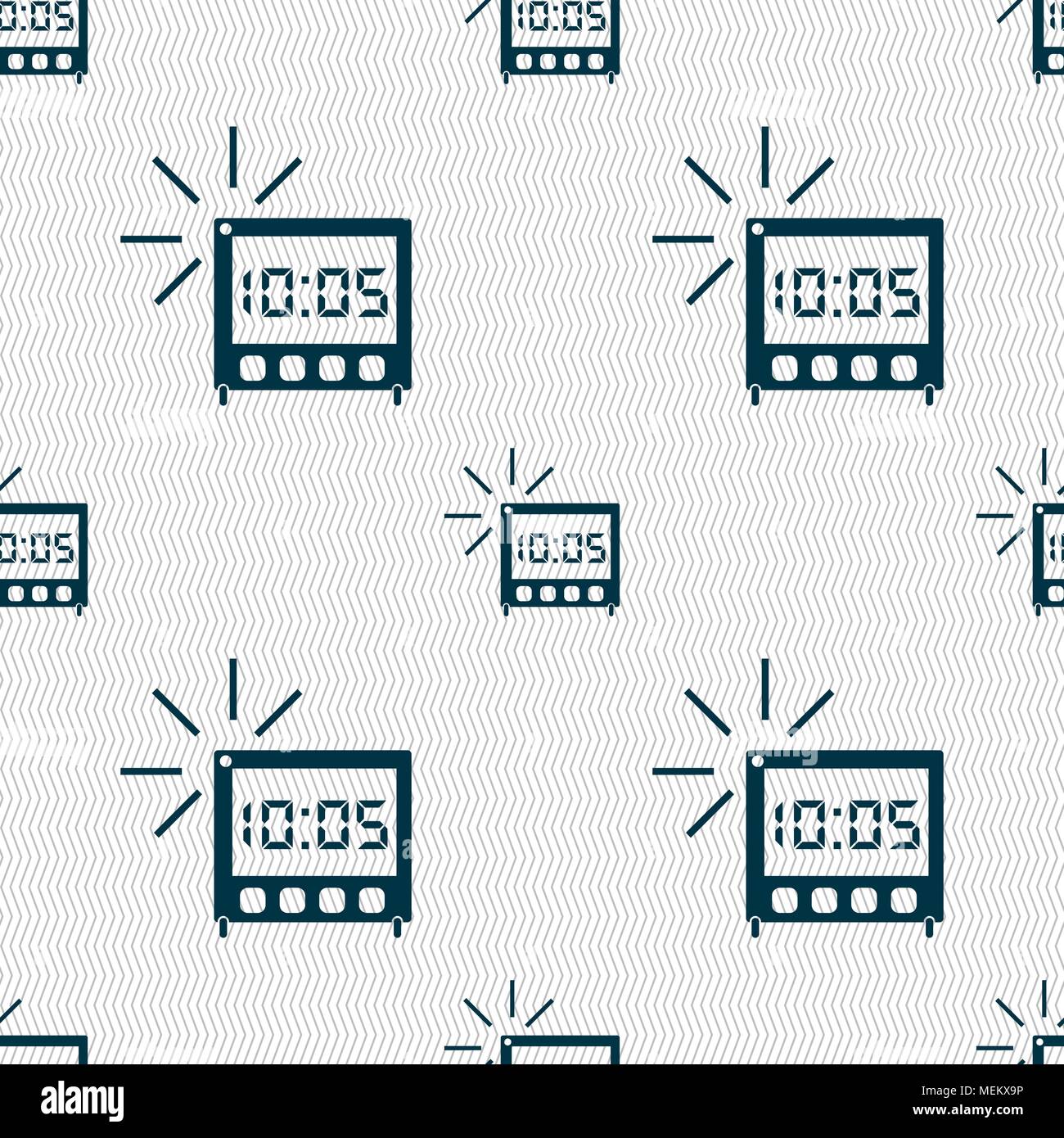 digital Alarm Clock icon sign. Seamless abstract background with ...