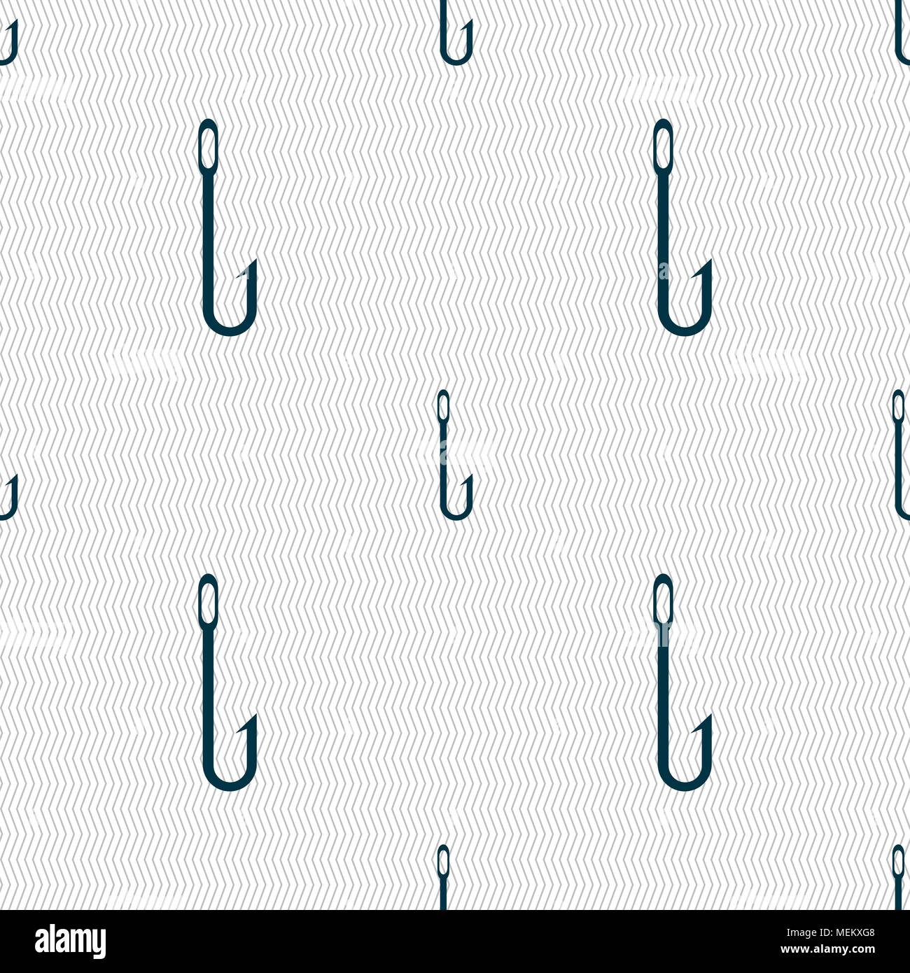 Fishing hook icon sign. Seamless abstract background with geometric ...