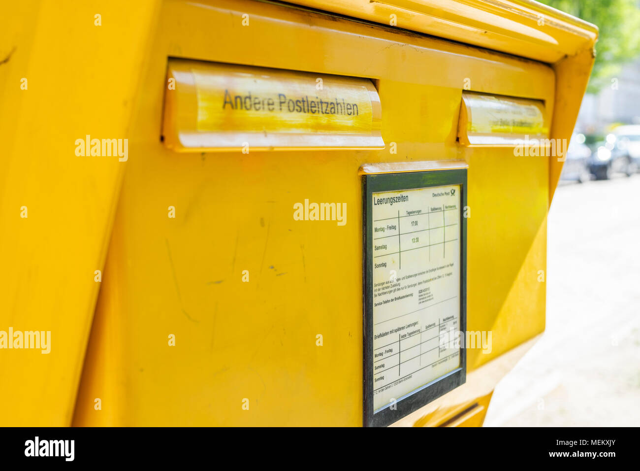 Yellow Deutsche Post letter box (Briefkasten) in Germany Stock Photo - Alamy