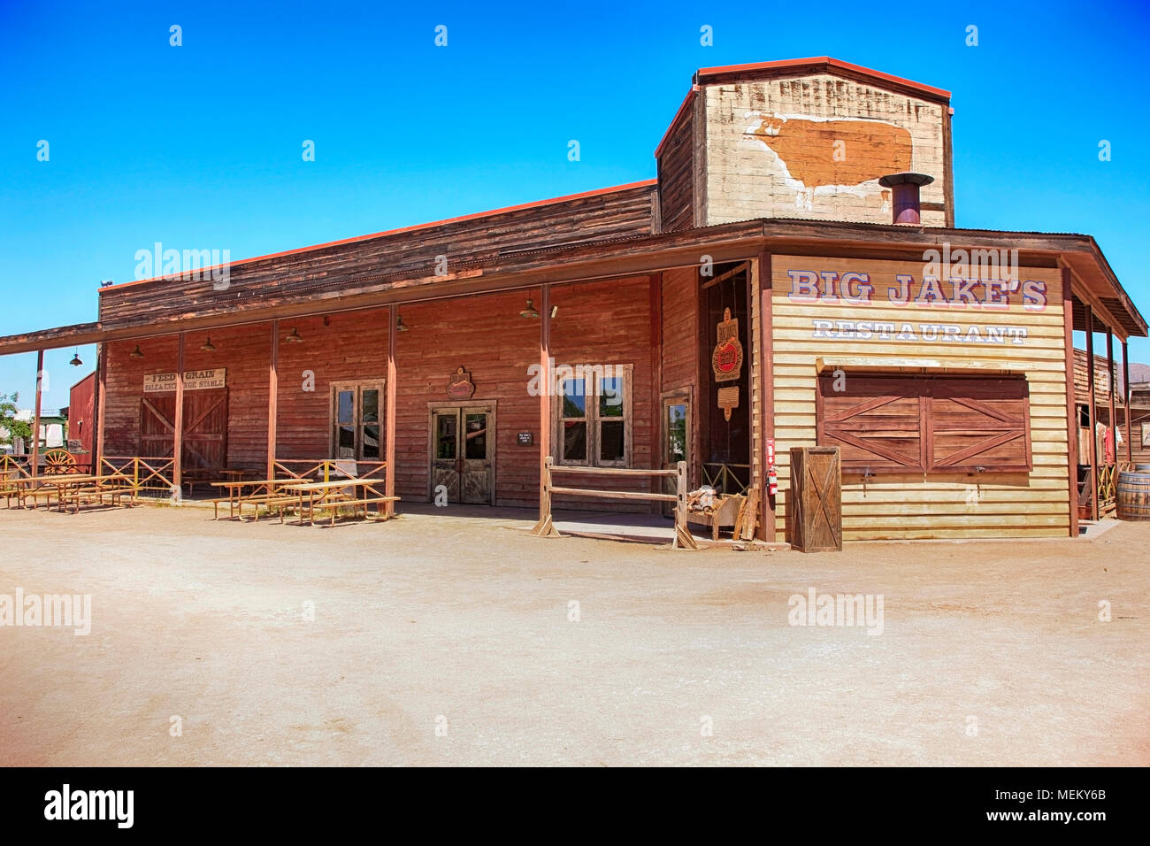 Big Jakes Saloon Restaurant at the Old Tucson Film Studios amusement park in Arizona Stock Photo